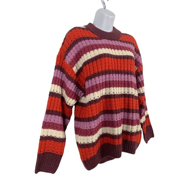 SO Womens Multicolored Striped Ribbed Knit Winter Sweater Medium - Picture 3 of 13